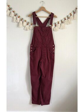 FP We The Free Ziggy Denim Overalls Stolen Kiss Red Straight Leg Bib Boho M